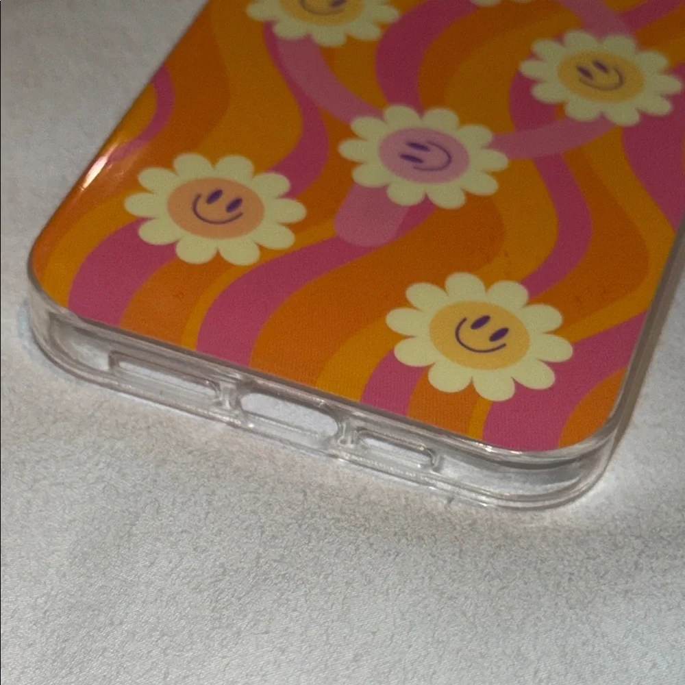 Floral Patterned Phone Case - Orange and Pink